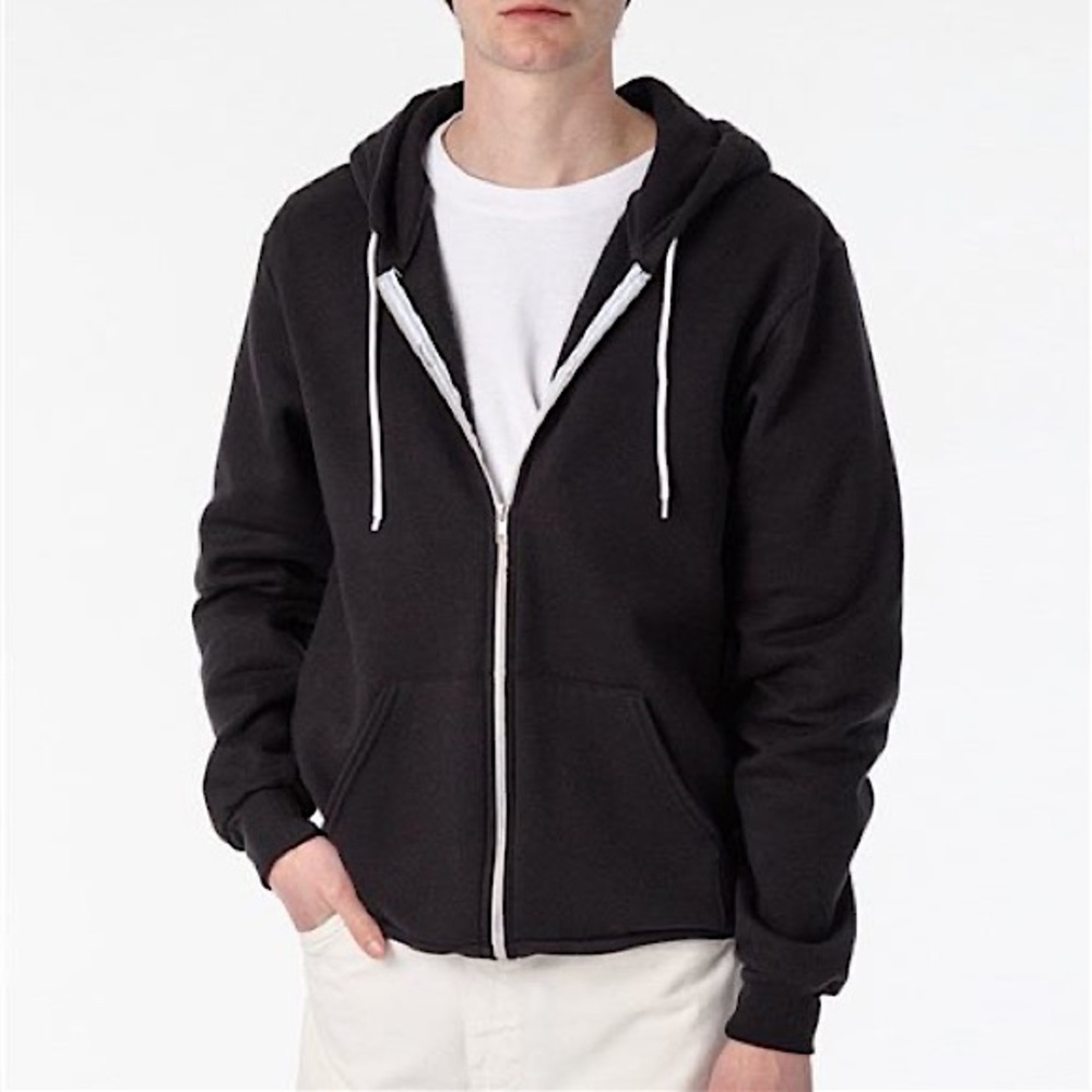 BDG Black Zip Up Hoodie Sweatshirt Medium